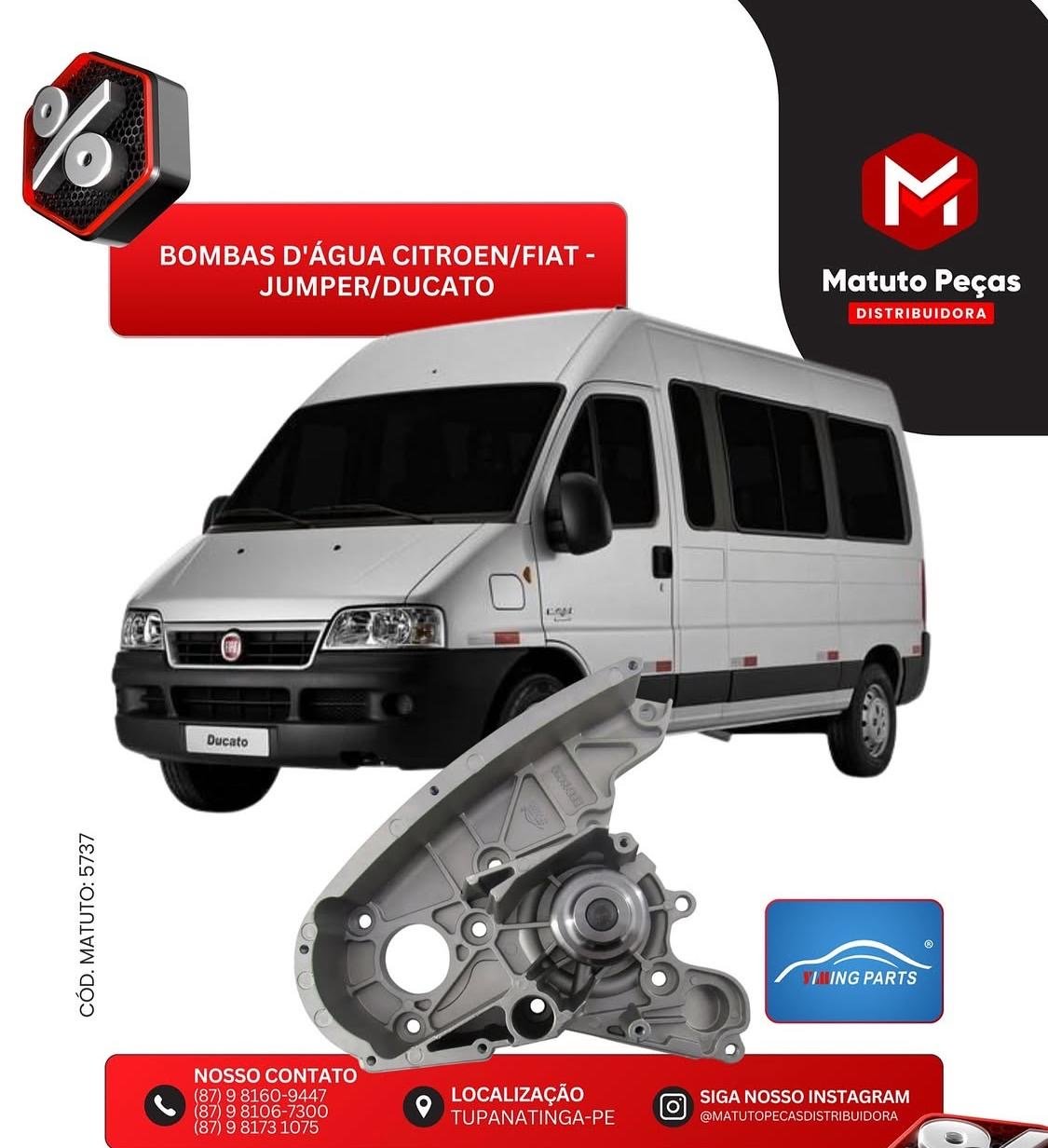 Bomba d'água para Citroën Jumper e Fiat Ducato